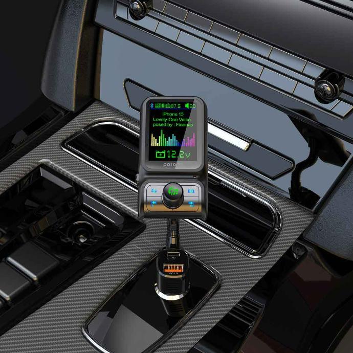 Porodo Dual Port Car Charger FM Transmitter PD 36W QC 18W - Black - Tashqila Porodo Dual Port Car Charger FM Transmitter PD 36W QC 18W - Black - Tashqila